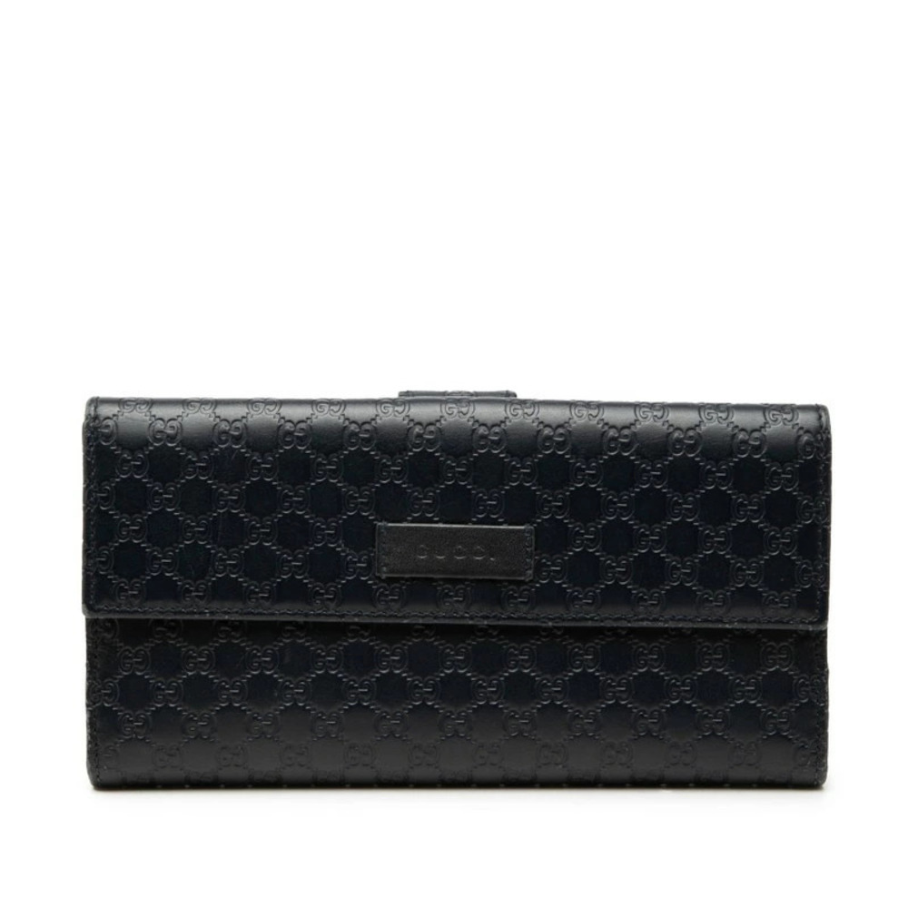 Gucci guccissima Long Wallet Navy Blue Leather